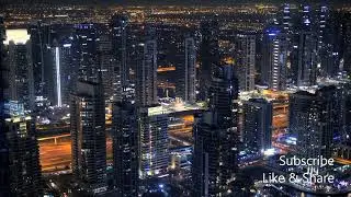 DUBAI SKYLINE AT NIGHT 4K, DUBAI DOWNTOWN, #SHORTS