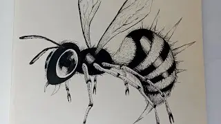 Drawing a Zinger🐝 from Donkey Kong Country in pen and ink