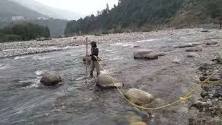 Tripod Method of River Crossing Demo at  Himalayan Vagabond Adventure Camp Raison, Kullu