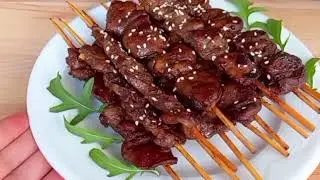 Meat on skewers, quick and delicious meat preparation