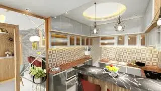 Living Room | Dining | Open Kitchen | Interior Design | By PRODHAN's Design Studio | 2024