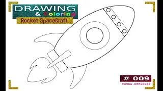 Glitter Rocket Spacecraft Drawing and Coloring Page #009 Mode Easy