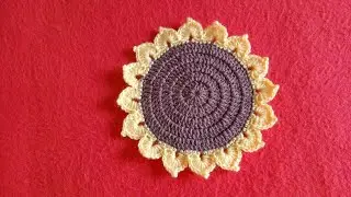 How to Crochet a Sunflower coaster || Crochet mug rug Tutorial for beginners
