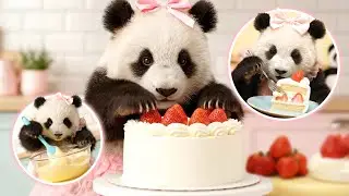 Strawberry Shortcake Making ASMR 🍓🍰🐼 | AI Panda Cooking