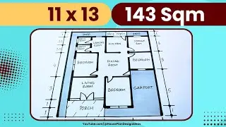 План дома 143 квадратных метров размером 11x13 метров 3 спальни