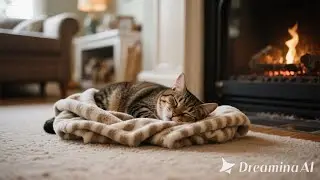 Purring Cats and Fireplace Ambience &ndash; Calming Sounds for Restful Sleep