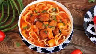 Lagman. Lagman in Uzbek! Homemade liquid lagman.