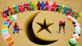 Big Toothpaste Eruption from Moon and Star hole, Balloons of Orbeez, Fanta, Coca Cola vs Mentos