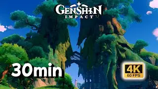 30-MIN Study &bull; Port Ormos Sea Breeze, Waves & Crickets | Genshin Impact 4K