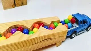 Marble Run ASMR Race ☆ HABA Slope & Retro Makita Truck Garbage Truck Excavator Dump Truck Ambulance