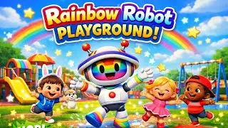 Hop Hop Bunny Song 🐰 | Rainbow Robot Playground | Fun 3D Kids Rhymes