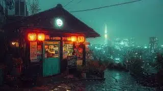 Silent Rain in a Japanese Alley | Warm Night Lo-fi under Neon Skyscrapers | 4K
