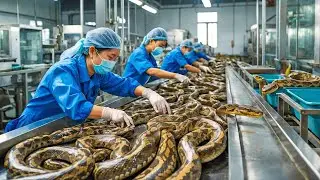 Giant Python Farm - Python Snake Processing Factory, Amazing Snake Farm