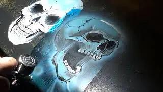 Airbushing a Truck hood. The skulls. Created by ZoltanStudios.@vancechristopher