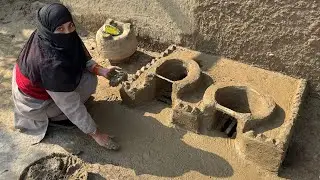Traditional life clay oven mitti ka chulha wood stove how to make mud stove