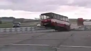 Crash Barrier Test with a Bus goes wrong