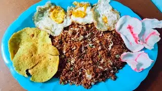 Habis hujan dingin paling enak bikin Nasi goreng jumbo porsi kuli ‼️ Nasi goreng jumbo porsi kuli