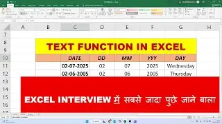 TEXT Function in Excel | Format Dates Numbers & Time Like a Pro #TextFunction #ExcelTips #ExcelHindi