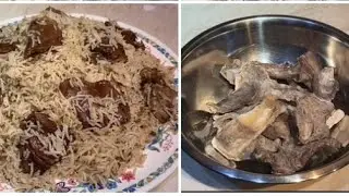 How to make rice with dried meat #afghani #Style ￼
