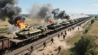 13 Minutes Ago! A train carrying 200 US tanks was blown up by the Russians at the border
