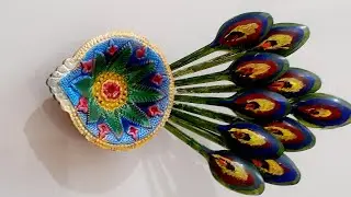 Diya decoration using plastic spoon #Diwali decoration #home decoration