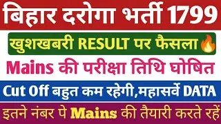 बिहार SI दरोगा RESULT 1799🔥। बिहार SI CUt OFF FOR MAINS। बिहार दरोगा Mains रिजल्ट।