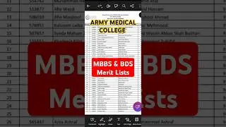 NUMS Army Medical Colleges MBBS & BDS Merits Lists & Closing Aggregate #mdcat #nums #mbbs
