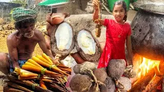 PALMYRA SPROUT 🌱 | Harvesting | Panang Kilangu | Traditional Natural Recipe Cooking in our  Village