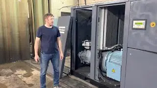 Винтовой воздушный компрессор Atlas Copco 132 кВт. Обзор и демонстрация работы