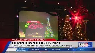 Perry Square with lights up with start of Downtown d'Lights