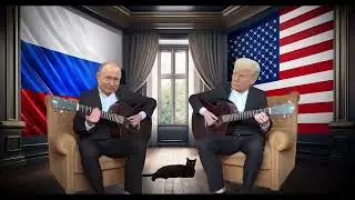 Trump and Putin are playing guitar 
