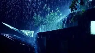 Very Heavy Rain on a Tin Roof to Sleep Immediately with Powerful Thunder Sounds Deep in the Forest