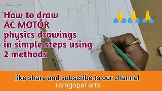 How to draw Ac motor physics drawing using grids in 2 methods