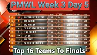 PMWL East Overall Standings After Week 3 || Top 16 Qualify Teams For PMWL Final || PubG Mobile