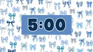 5 Minute Cute Blue Bow Themed Timer | No Sound