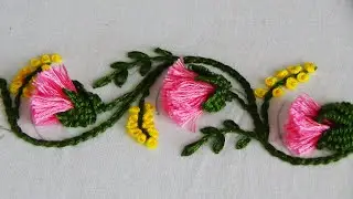 Hand Embroidery: Amazing Border Embroidery/ Flower Embroidery