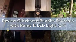 Review Glitzhome Buddha Fountain with Pump & LED Light, 2 Tier Zen Style Meditating Buddha Water Fou