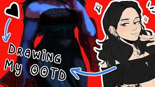 Turning my OOTD into an Illustration | Drawing my OOTD (Using gym progress pics as references )