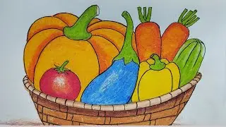 vegetable basket drawing easy step by step