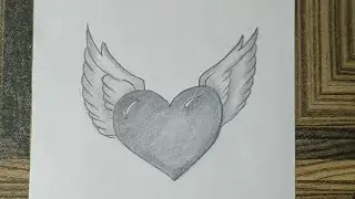 how to draw flying heart ❤️ .heart with wing drawing. easy drawing for beginners #drawing #easy .