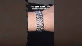 Harlembling's 925 Silver Miami Cuban Link vs. Their 999 Silver! Both are Handmade in the US! #shorts