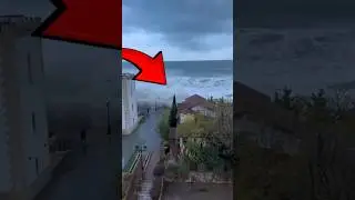 Mega Storm Wave Destroys Coastline 🌊 #TsunamiWave #stormsurge