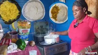 Curry  saltfish  an spaghetti  in coconut milk  with white rice  for my  breakfast 