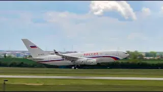 Ilyushin 96 - přílet a odlet z Letiště Praha s vyhoštěnými ruskými diplomaty