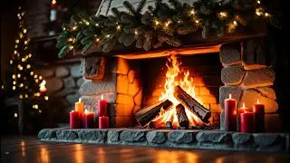 10 Hours Cozy Christmas Fireplace 4K 🎄 Relaxing Jazz Music 