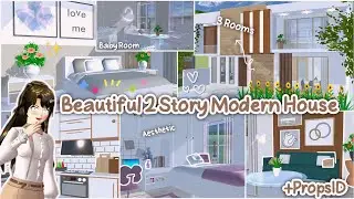 Beautiful 2 Story Modern House Aesthetic + PropsID ✨🌼 : Sakura School Simulator