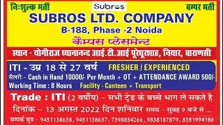 ITI Campus Interview In Varanasi 2022 For&nbsp;Subros Limited&nbsp;