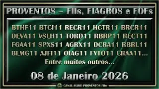 FIIs Fiagros Fofs Anunciam Dividendos Proventos 08/01/2026 BTHF11 BTCI11 RECR11 HCTR11 BRCR11 DEVA11