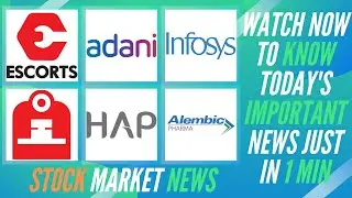 Escorts | Adani | Infosys | IRFC | Hatsun Agro Product |Alembic Pharma | Stock Market News