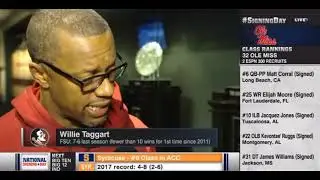 FSU Coach Willie Taggart on ESPNU on National Signing Day